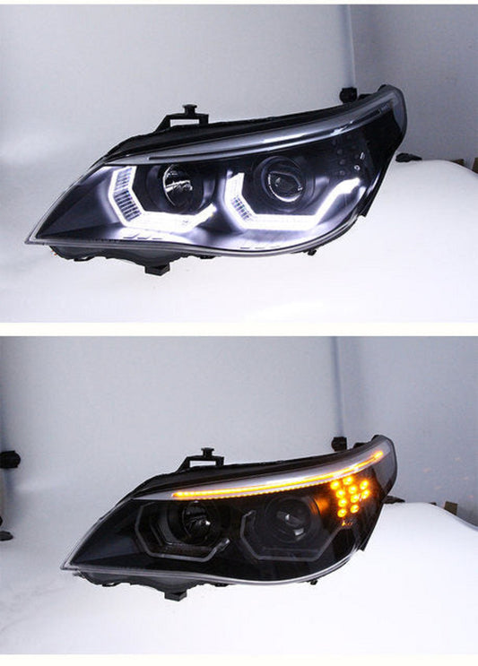 2PCS LED HEAD LAMP FOR BMW E60 520I 523I 525I 530I HEADLIGHTS 2003-2010 ANGEL EYE LED HEADLAMP FOG LIGHT DAY RUNNING LIGHT