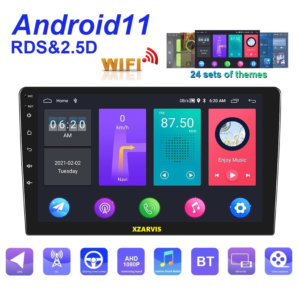 ANDROID 9" 2+32 ANDROID 12 CAR STEREO DOUBLE DIN TOUCH SCREEN 2 DIN CAR RADIO VIDEO GPS WIFI BT FM RDS FEATURES