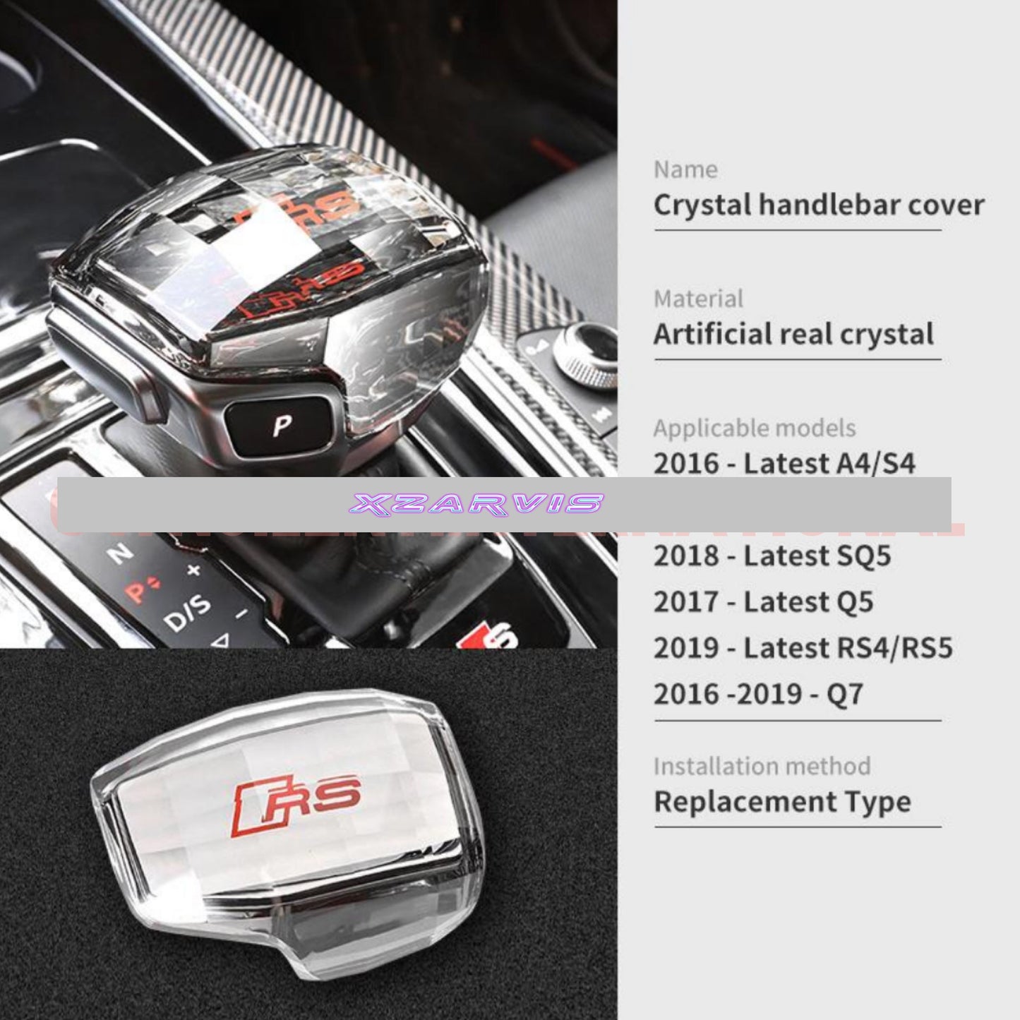 ARTIFICIAL REAL CRYSTAL AUDI 2016+ A4 /A5 / S4 / S5 / SQ5 / S5 / RS4 / RS5 / Q7 CRYSTAL HANDLEBAR COVER REPLACEMENT TYPE